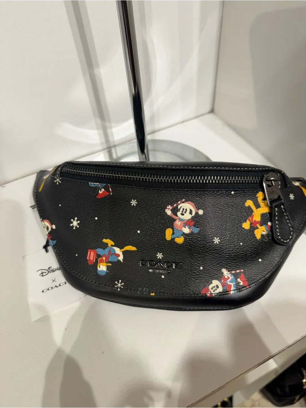 Coach Black Leather Disney Character Print Belt Bag